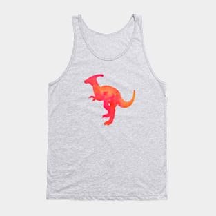 watercolor parasaurolophus dinosaur - red and orange Tank Top